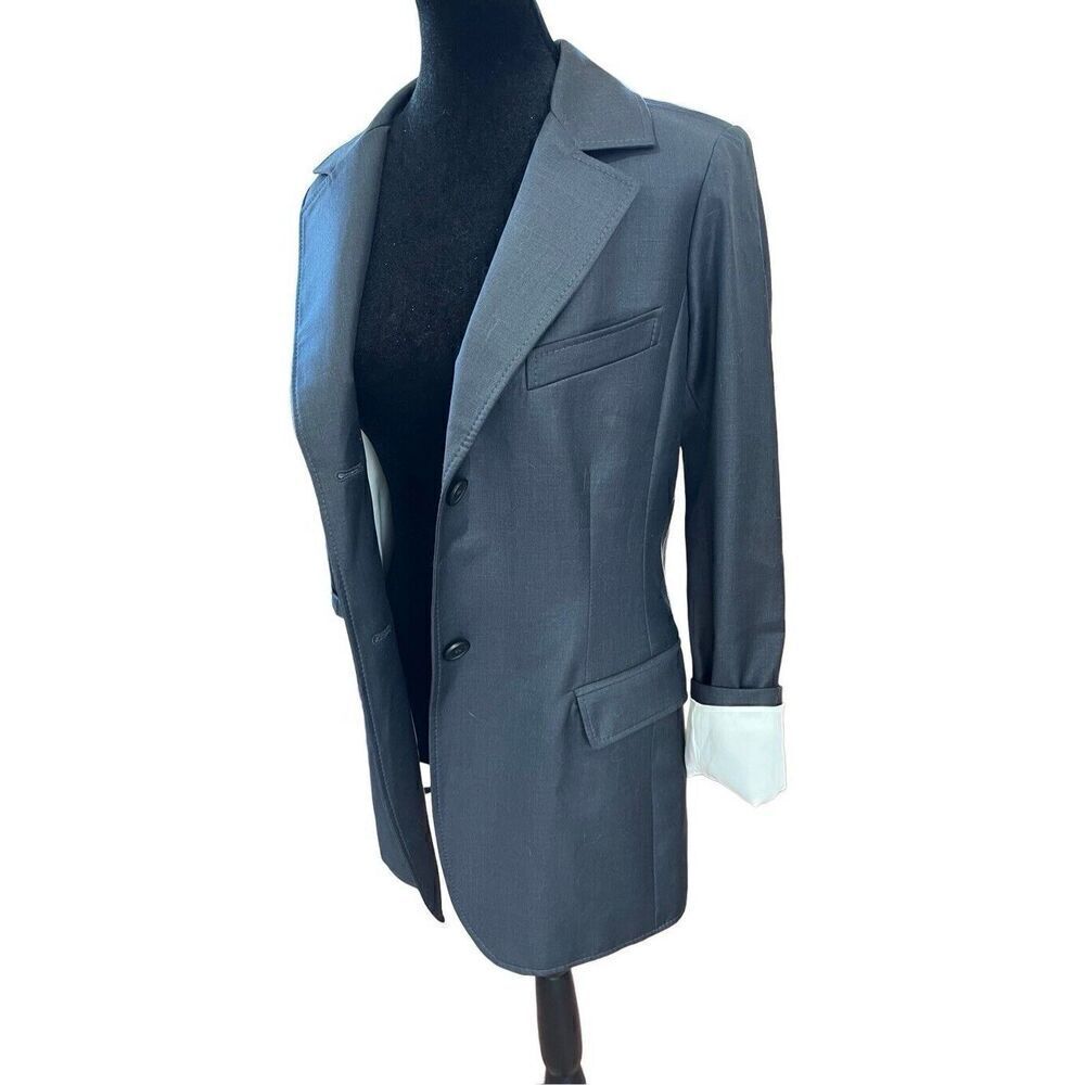 Smythe Blazer Classic Boyfriend Lined Wool & Cashmere Charcoal Gray Size 8 - Picture 2 of 14